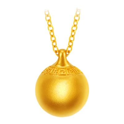 18K金六字真言金珠项链古法金