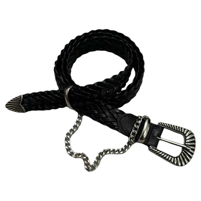 皮带皮革不挑人黑色编织西部复古