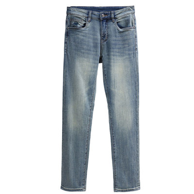 男士浅蓝色弹力柔软牛仔裤修身