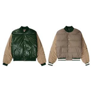 Alphastyle时尚冬季双面穿羽绒校队外套棒球夹克鹅绒保暖男女同款