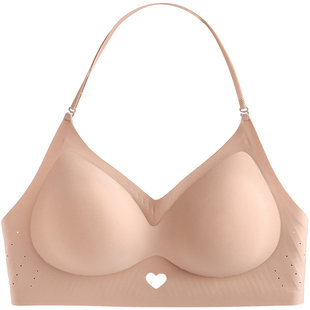 露背专用隐形挂脖美背内衣女小胸聚拢细肩带可外露无痕一体式文胸