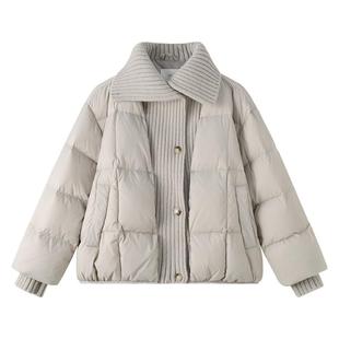 哈齿童装儿童羽绒服冬季加厚保暖针织拼接上衣女童羽绒外套中大童