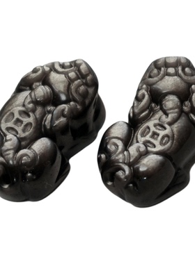 收藏级银曜石招财貔貅配饰