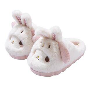 可爱棉拖鞋女款2026新款室内家居月子鞋防滑保暖包跟毛拖鞋女冬季