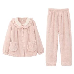 安之伴【巨保暖】甜美可爱珊瑚绒睡衣女款秋冬季宽松家居服套装