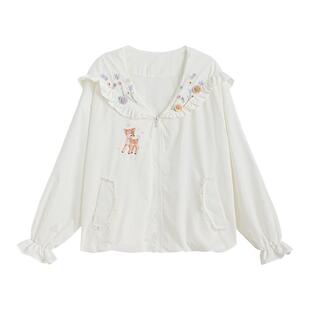 森女部落UPF50+可爱防晒衣女新款日系凉感原纱防晒服连帽薄外套夏