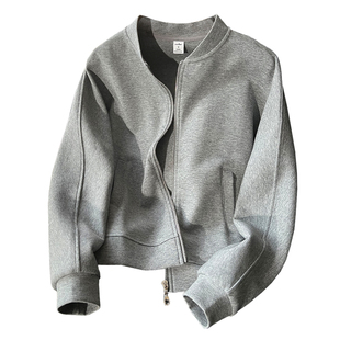 立领拉链卫衣开衫短款外套女春秋季宽松休闲运动小个子夹克棒球服