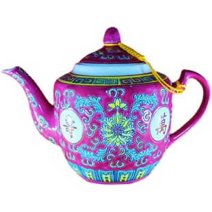 万寿无疆怀旧茶壶带寿字80年代景德镇老复古油壶拜拜酒壶祭祀酒房