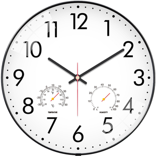 温湿度计简约大尺寸20寸电波钟自动对时石英钟表挂墙挂钟客厅时钟