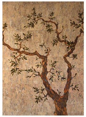 中古风小众复古仿油画大树装饰画