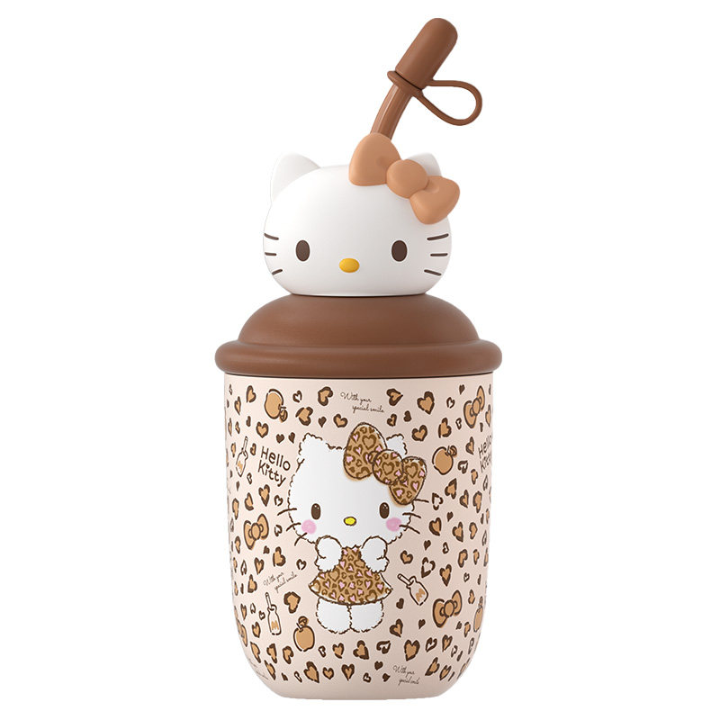 hellokitty保温杯子女生高颜值吸管水杯2026新款可爱小巧豹纹礼物