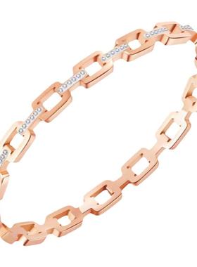 法式钛钢镶钻镂空链条手环不掉色