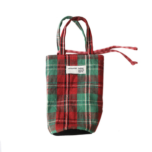 asmountain像山圣诞配色红酒袋手拎包迷你保温小包圆底手提包托特