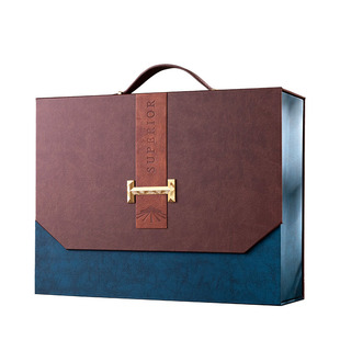 左和右礼盒手提葡萄酒复古包装礼盒双支装红酒皮盒高档手提箱定制
