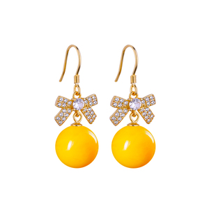 S925纯银耳环空托镶嵌蜜蜡绿松石琥珀耳饰配件圆珠珍珠韩版耳环托