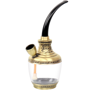 水烟壶全套过滤器老式便携全铜迷你小号锅水烟筒袋锅玻璃高档酒吧