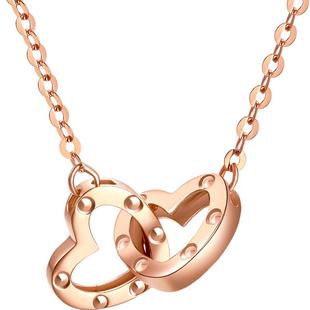 TSL谢瑞麟LOVE CIRCLE系列18K爱心双环项链彩金AG539