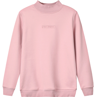 2025年秋冬新款半高领加绒卫衣女套头无帽宽松长袖厚上衣内搭绒衫