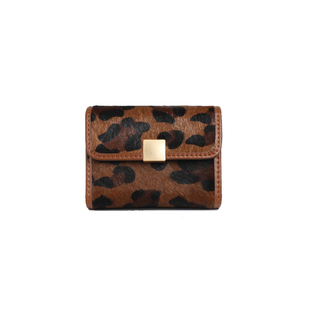 真皮马毛豹纹卡包钱包一体包女超薄小巧新款名片夹大容量驾驶证套