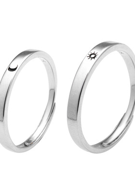 情侣戒指纯银一对网红轻奢异地恋