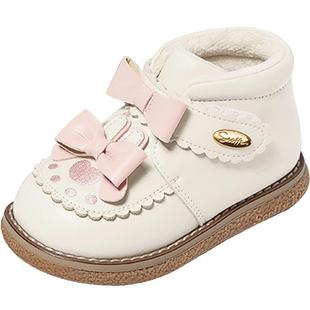 斯纳菲女童皮靴棉鞋冬季新款儿童洛丽塔小女孩保暖加绒宝宝公主靴