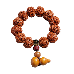 大金刚菩提子手串男女文玩配饰龙纹原籽桃核葫芦吊坠盘玩佛珠手持