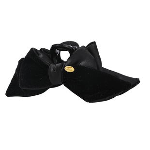 DODOGOGO丝绒拼接蝴蝶结发抓秋冬黑色高级感抓夹气质发量少发饰