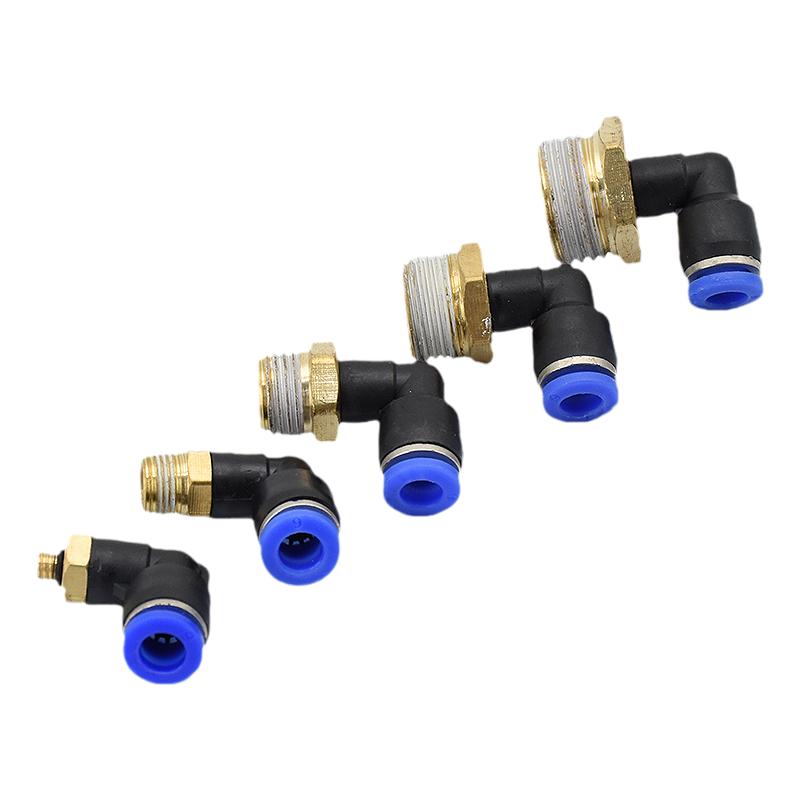 10个气动气管快速插对转接头螺纹弯通头PL8-02 /4-M5/6-01/10-03