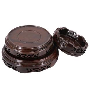 实木托架摆件石头奇石茶壶盆景花瓶花盆香炉佛像木质红木圆形底座