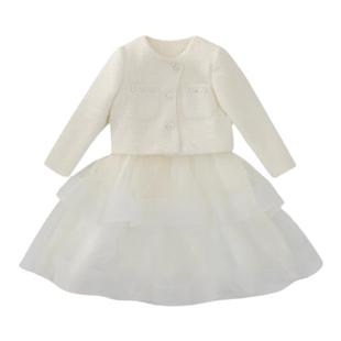 女童小香风套装裙冬装2025新款洋气儿童网红连衣裙女孩网纱公主裙