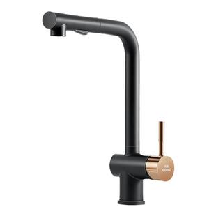 悍高厨房龙头304不锈钢抽拉龙头 水温数显龙头枪灰冷热三色水龙头