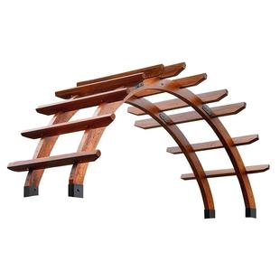 户外庭院门头防腐木拱形门花架室外花园简易半圆拱门葡萄爬藤架子