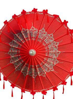 古风国风汉服拍照防雨防晒油纸伞男女结婚伞新娘伞红色婚庆陪嫁伞