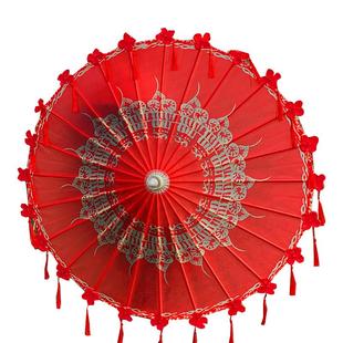 古风国风汉服拍照防雨防晒油纸伞男女结婚伞新娘伞红色婚庆陪嫁伞