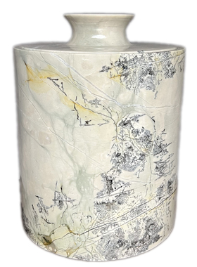 广西天然国画石茶叶罐子草花新中式装饰茶室书房客厅奇石礼品摆件