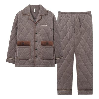 睡衣男士秋冬珊瑚绒夹棉家居服