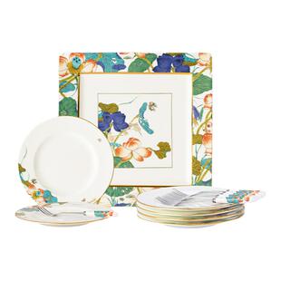 【满赠豪礼】永丰源幸福和鸣13头陶瓷下午茶点心盘叉子甜品具礼盒