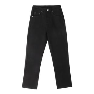 黑色直筒裤女2025新款秋季高腰显瘦八分九分小个子加绒烟管牛仔裤