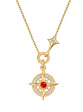 《落日晚星》原创红玛瑙贝母项链