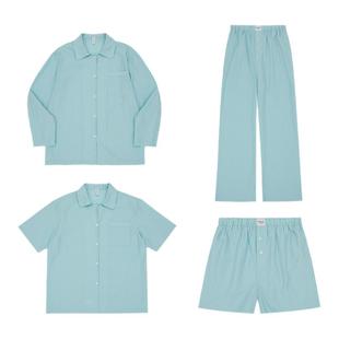 FORRETRO薄荷绿条纹春夏天丝棉睡衣宽松舒适男女同款可外穿家居服