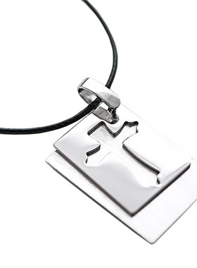 方块镂空十字男925纯银吊坠