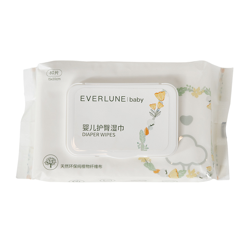EVERLUNE婴儿手口湿巾新生幼儿宝宝手口屁屁加厚湿纸巾80抽*6包