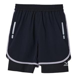 Mizuno美津浓女童夏季运动假两件短裤中大儿童透气速干裤学生训练