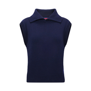 Navigare意大利小帆船无袖毛衣女秋季宽松保暖羊毛衫通勤针织背心