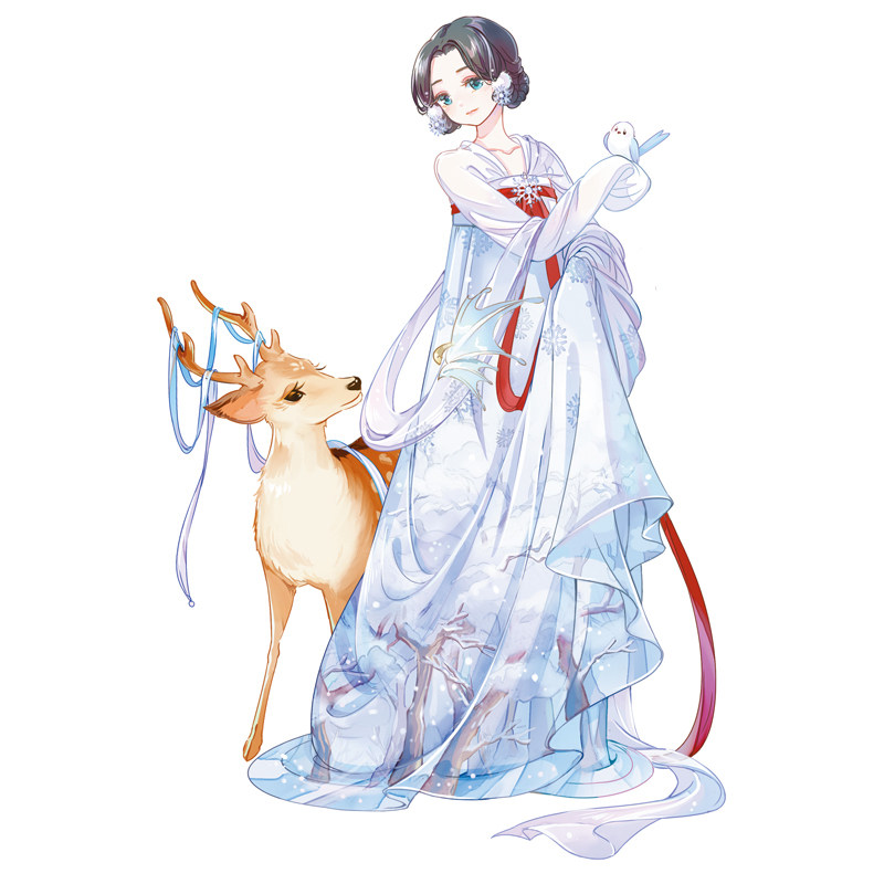 古风胶带人物合集中国风少女仙气造景叻普哒文创手账pet白墨整卷