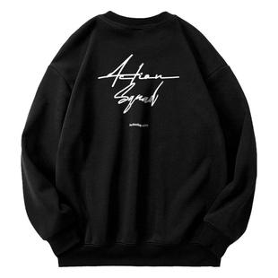 ACTIONS 基础立体发泡印花加绒圆领卫衣350G美式宽松情侣长袖上衣