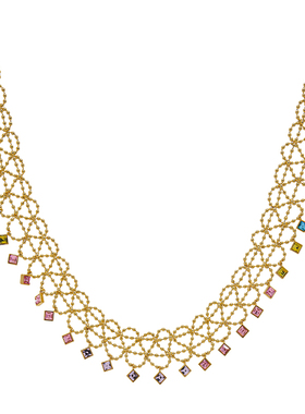 LAMUANA意式彩虹蕾丝项链复古重工编织高级短款choker礼物女95833