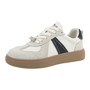 戈美其秋季新款系带德训鞋平底韩版百搭真皮板鞋女款小白鞋子