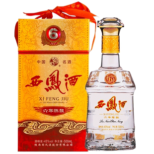 西凤酒45度6年陈酿500mL六年粮食酒招待酒婚宴喜酒商务送礼盒单瓶