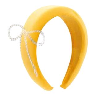 Shiitake诗塔克设计师品牌黄色水晶蝴蝶结发箍